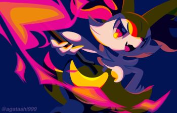 1other :3 animal_ear_fluff animal_ears animal_nose animated animated_gif arm_up artist_name black_fur body_fur braixen cowboy_shot dutch_angle fang fire fox_ears fox_tail gen_6_pokemon hand_on_own_hip happy hisashi999 holding holding_stick live2d looking_at_viewer looping_animation multicolored_fur neck_fur nintendo open_mouth other_focus outstretched_arm pokemon pokemon_(creature) pyrokinesis red_eyes smile snout solo standing stick tail twitter_username watermark white_fur yellow_fur