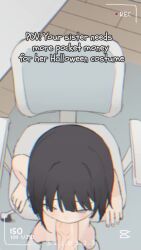 1boy 1girl age_difference animated black_hair blush breasts brother_and_sister chair chromatic_aberration english_text fellatio hetero incest indoors interior legs loli long_hair navel nipples on_chair oral original panties panty_pull penis pov prostitution recording siblings sitting small_breasts socks solo_focus sound stomach swivel_chair teenage_boy_and_younger_girl thighs uncensored underwear video wani4ni white_panties