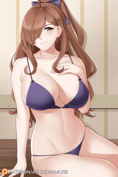 1girl aslindsamure breasts brown_hair kono_subarashii_sekai_ni_shukufuku_wo! large_breasts long_hair swimsuit wiz_(konosuba)