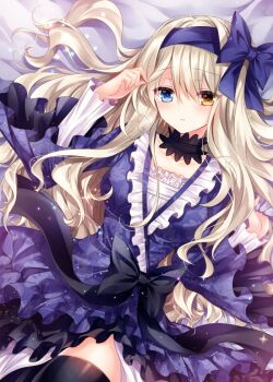 Rule 34 | 1girl, blonde hair, blue eyes, brown hair, commentary, hair between eyes, heterochromia, long hair between eyes, luca (nogi takayoshi), nogi takayoshi, non-web source, original