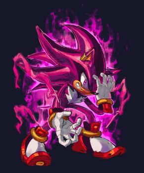 Rule 34 | 1boy, absurdres, dragon ball, dragon ball super, full body, highres, kornart, male focus, purple eyes, purple fur, shadow the hedgehog, simple background, smirk, solo, sonic (series), ultra ego (dragon ball)