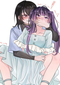 2girls absurdres asphyxiation commission covering_another's_mouth gagged hand_gagged hand_over_another's_mouth highres multiple_girls muwei_(v0ptr) original pixiv_commission tagme yuri