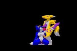 1futa 1girl animated ass digimon digimon_(creature) fellatio fluffy fox_girl fox_tail furry furry_female futanari hands_on_another&#039;s_head irrumatio krystal nintendo oral renamon star_fox tail testicles video