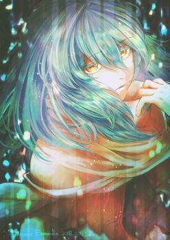 1girl 2018 character_name colored_eyelashes commentary_request copyright_name dated emerada_(xenogears) eyelashes green_hair long_hair looking_at_viewer open_mouth pin_(xeno) solo xenogears yellow_eyes