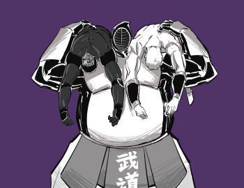 Rule 34 | 3girls, absurdres, android, biceps, big the budo, defeat, highres, humiliation, kinnikuman, looking at viewer, mask, monster boy, multiple girls, muscular, robin mask, shaded face, standing, sushio, teeth, unconscious, warsman, white background