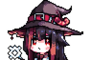 1girl animated animated_gif blush brown_hair closed_mouth downvote_(downvote_me) explosion long_hair looking_at_viewer original pixel_art red_eyes solo