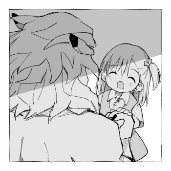 brown_eyes brown_hair digimon digimon_(creature) digimon_tamers hair_ornament hairpin katou_juri leomon long_hair ribbon sidetail