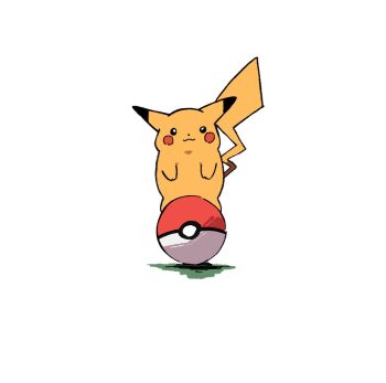 Rule 34 | black eyes, closed mouth, full body, gen 1 pokemon, grass, highres, looking at viewer, nintendo, no humans, pikachu, poke ball, poke ball (basic), pokemon, pokemon (creature), pokemon focus, standing, straight-on, tail, white background, zuxu zz