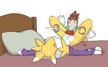 1boy 1girl animal_penis aogami aqua_shirt cum digimon digimon_tamers dog_penis ejaculation furry furry_male furry_with_non-furry hetero highres interspecies knotted_penis loli looking_at_penis makino_ruki penis ponytail red_hair renamon shirt short_sleeves simple_background source_request t-shirt table tagme testicle_grab testicles two-tone_fur two-tone_shirt white_background white_fur white_shirt yellow_fur