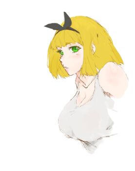 1girl blonde_hair breasts cleavage green_eyes large_breasts mato_seihei_no_slave suruga_shushu