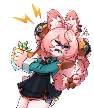 1girl animal_ears animal_nose braid commentary english_commentary furry furry_female hair_ornament highres holding pink_fur pink_hair rabbit_ears rabbit_girl solo tail who_808 zenless_zone_zero zhao_(zenless_zone_zero)