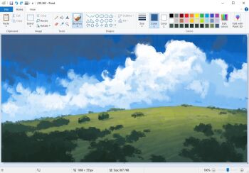 art_program_in_frame christian_young cloud cloudy_sky commentary day forest hill horizon landscape microsoft_paint_(medium) microsoft_paint_(software) nature no_humans original outdoors painterly scenery screencap sky sky_focus