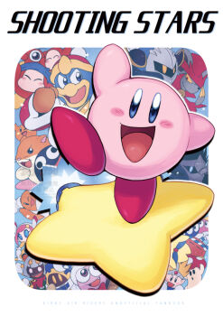 animal_ears armor bandana bandana_waddle_dee blonde_hair blue_bandana blush_stickers cappy_(kirby) chef_kawasaki claws closed_eyes colored_sclera colored_skin commentary_request cover cover_page daroach fang gloves gooey_(kirby) hamster hamster_ears hat horns jizo_yukari king_dedede kirby kirby_(series) kirby_air_ride kirby_air_riders knuckle_joe lalala_(kirby) lololo_(kirby) looking_at_viewer magolor marx_(kirby) meta_knight mouse_ears nintendo noir_dedede one_eye_closed open_mouth orange_gloves orange_skin pauldrons pink_hair pink_skin rayman_limbs red_hat rick_(kirby) rocky_(kirby) scarfy shoulder_armor starman_(kirby) susie_(kirby) taranza waddle_dee waddle_doo warp_star watermark white_hair yellow_eyes yellow_sclera