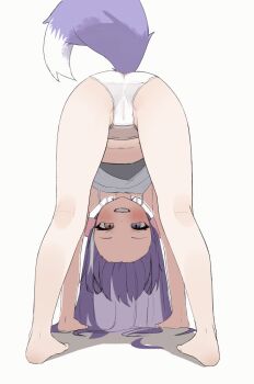 1girl all_fours animated animated_gif ass bear_position cameltoe camisole commentary_request crotch_seam fox_girl fox_tail full_body grin heterochromia just_0012 korean_commentary legs long_hair looking_at_viewer multicolored_hair navel panties purple_eyes purple_hair simple_background smile solo stellive streaked_hair swaying_hip tail tenko_shibuki underwear virtual_youtuber white_background white_camisole white_hair white_panties