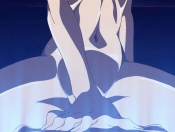 00s 2004 animated animated_gif anime_screenshot back bible_black bible_black_new_testament blonde_hair bouncing_breasts breasts cowgirl_position curvy earrings girl_on_top high_ponytail implied_sex jewelry large_breasts lipstick makeup nipples nude ponytail saeki_kaori shin_bible_black straddling tagme wide_hips