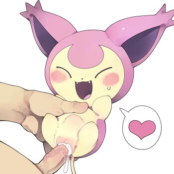 1boy 1girl absurdres bestiality blush closed_eyes cum cum_in_pussy cum_overflow fangs gen_3_pokemon heart hetero highres nintendo open_mouth penis pokemon pokemon_(creature) pokephilia sex simple_background size_difference skitty smile solo_focus speech_bubble spoken_heart stomach_bulge uncensored vaginal white_background youjo_modoki