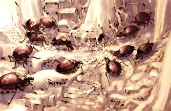 6+girls aftersex battle bestiality bodies bug character_request death fighting_stance gensou_seibutsu_zukan gensou_seibutsu_zukan_6 hitomaru interspecies ling_(singer) loincloth loli lying monster multiple_girls nude on_back on_floor rape ruins sitting standing sword tree weapon