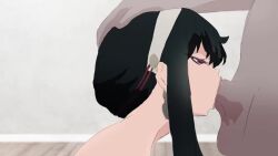 1boy 1girl angel_of_light animated black_hair close-up cum cum_in_mouth dark-skinned_male dark_skin earrings ejaculation expressionless eyelashes fellatio from_below from_side hairband hand_on_another's_head hetero indoors interior interracial irrumatio jewelry looking_afar mind_break multiple_views oral penis pixiewillow profile red_eyes shiny_skin short_hair_with_long_locks sidelocks sound spy_x_family tagme throat_bulge tongue tongue_out uncensored video white_hairband yor_briar