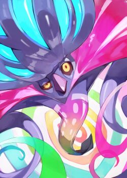 beak black_sclera closed_mouth colored_sclera commentary_request gara_(qbeuxvii22) highres looking_at_viewer malamar mega_malamar mega_pokemon mixed-language_commentary narrowed_eyes nintendo no_humans pokemon pokemon_(creature) pokemon_focus solo squid tentacles yellow_eyes