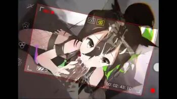 1boy 1girl animated bare_shoulders black_shirt black_thighhighs brown_hair chain collar condom cum cum_in_mouth cum_on_hair dark-skinned_male dark_skin deepthroat fellatio fishnet_thighhighs fishnets from_above full_body green_hair hair_between_eyes handjob hetero interracial loli long_hair looking_at_viewer looking_up mikaelyava multicolored_hair off-shoulder_shirt off_shoulder oral original penis phone pov pov_crotch recording shirt size_difference slave sound spread_legs squatting tagme thighhighs third-party_edit two-handed_handjob two-tone_hair used_condom video wawa_(lingomogu)