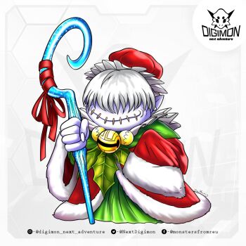 Rule 34 | babamon, christmas, digimon, digimon (creature), highres, nextdigimon, original, solo, staff