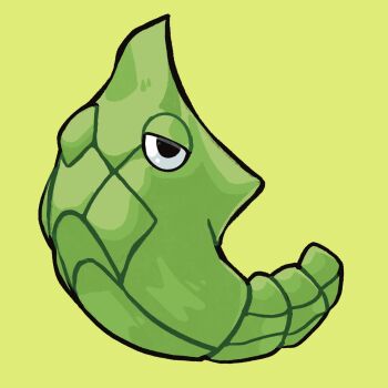 Rule 34 | gen 1 pokemon, highres, looking at viewer, metapod, nintendo, no humans, pokemon, pokemon (creature), simple background, solo, yellow background, zerozerosenpai-art