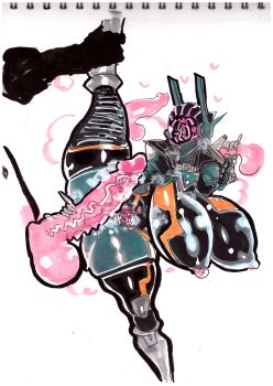 1girl absurdres armor ass breasts breasts_apart brunhild_(taimanin_asagi_battle_arena) curvy faceless full_armor gynoidherring hetero highres huge_ass huge_breasts impossible_clothes no_eyes no_mouth penis photo_(medium) presenting sex simple_background spread_legs steaming_body straddling taimanin_(series) taimanin_asagi_kessen_arena taimanin_rpgx testicles thighs traditional_media trembling vaginal x-ray