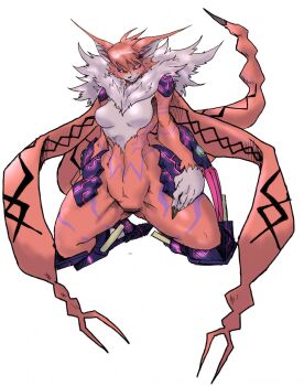 +_+ 10s 1girl armor bodypaint breasts claws digimon digimon_adventure_tri. female_focus fur_collar furry furry_female glowing_markings highres meicrackmon_vicious_mode neon_trim sharp_nails
