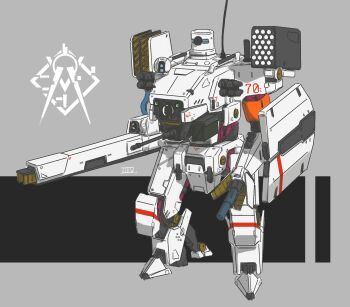 34composite doppelsoldner_(girls'_frontline) girls'_frontline highres machine mecha mecha_focus missile_pod no_humans paradeus railgun robot science_fiction shield signature tagme
