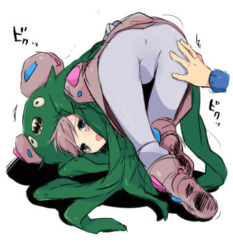 10s bent_over blue_eyes dasutodasu loli nakamura_sandayo nintendo pantyhose personification pokemon pokemon_bw purple_hair