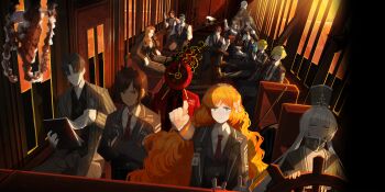 1other 6+boys 6+girls absurdres artist_request baseball_bat bird black_hair blonde_hair blue_eyes brown_hair bus_interior charon_(project_moon) closed_eyes closed_mouth collared_shirt dante_(limbus_company) don_quixote_(project_moon) dress_shirt everyone faust_(project_moon) green_eyes gregor_(project_moon) grey_hair grey_jacket grey_pants grey_vest heathcliff_(project_moon) highres hong_lu_(project_moon) ishmael_(project_moon) jacket lance limbus_company long_hair mephistopheles_(project_moon) meursault_(project_moon) multiple_boys multiple_girls nai_ga necktie non-web_source object_head open_mouth orange_hair outis_(project_moon) pants parted_lips polearm project_moon red_eyes red_necktie rodion_(project_moon) ryoshu_(project_moon) shirt short_hair sinclair_(project_moon) spear suit_jacket sword vergilius_(project_moon) very_long_hair very_short_hair vest waistcoat weapon white_hair white_shirt yi_sang_(project_moon)