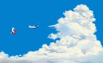 Rule 34 | blue sky, claws, cloud, cloudy sky, commentary request, cumulonimbus cloud, day, full body, gen 3 pokemon, highres, latias, latios, legendary pokemon, looking at another, nintendo, no humans, open mouth, outdoors, pokemon, pokemon (creature), ryure, sky, wide shot, yellow eyes