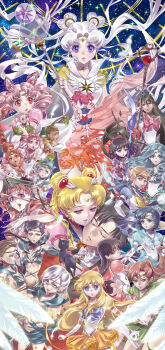 1boy 6+girls absurdres aino_minako animal aqua_bow aqua_eyes aqua_hair aqua_ribbon aqua_skirt armpits artemis_(sailor_moon) back_bow bishoujo_senshi_sailor_moon bishoujo_senshi_sailor_moon_stars bishoujo_senshi_sailor_moon_supers black_cat black_choker black_gloves black_hair black_headwear black_ribbon black_sailor_collar black_shorts black_skirt blonde_hair blue_bow blue_choker blue_eyes blue_hair blue_ribbon blue_sailor_collar blue_skirt boots bow bowtie breasts brooch brown_bow brown_hair buckle cape cat cerecere_(sailor_moon) chiba_mamoru chibi_chibi chibi_usa choker circlet cleavage collarbone cone_hair_bun crescent dark-skinned_female dark_skin detached_sleeves diana_(sailor_moon) double_bun dress drill_hair earrings elbow_gloves eternal_sailor_moon everyone facial_mark feathers fingernails flower_earrings forehead_mark frilled_skirt frills garnet_rod gloves green_choker green_eyes green_hair green_ribbon green_sailor_collar green_skirt grey_bow hair_bobbles hair_bow hair_bun hair_ornament hair_rings hand_on_own_hip hat headset heart heart_brooch heart_hair_bun highres hino_rei holding holding_animal holding_cat holding_polearm holding_staff holding_weapon hoop_earrings jewelry junjun_(sailor_moon) kaiou_michiru katt_sun kino_makoto knee_boots long_hair looking_at_viewer looking_back looking_to_the_side looking_up low_ponytail luna_(sailor_moon) magical_girl medium_breasts meiou_setsuna mizuno_ami multi-tied_hair multiple_girls navel open_mouth orange_choker orange_hair orange_ribbon orange_sailor_collar orange_skirt pallapalla_(sailor_moon) parted_lips pink_bow pink_choker pink_hair pink_sailor_collar pink_skirt pleated_skirt polearm ponytail princess_kakyuu puffy_detached_sleeves puffy_sleeves purple_bow purple_choker purple_eyes purple_ribbon purple_sailor_collar purple_skirt red_bow red_choker red_eyes red_hair red_nails red_ribbon red_sailor_collar red_sleeves ribbon ring sailor_ceres sailor_chibi_chibi sailor_chibi_moon sailor_collar sailor_cosmos sailor_galaxia sailor_juno sailor_jupiter sailor_kakyuu sailor_mars sailor_mercury sailor_moon sailor_neptune sailor_pallas sailor_pluto sailor_saturn sailor_senshi sailor_senshi_uniform sailor_star_fighter sailor_star_healer sailor_star_maker sailor_uranus sailor_venus sailor_vesta scared see-through_clothes see-through_sleeves seiya_kou serious short_hair short_shorts shorts silence_glaive skirt small_breasts sparkle staff star_(symbol) star_brooch star_choker star_earrings super_sailor_chibi_moon_(stars) super_sailor_jupiter_(stars) super_sailor_mars_(stars) super_sailor_mercury_(stars) super_sailor_neptune_(stars) super_sailor_pluto_(stars) super_sailor_saturn_(stars) super_sailor_uranus_(stars) super_sailor_venus_(stars) taiki_kou ten&#039;ou_haruka tomoe_hotaru tsukino_usagi tuxedo_kamen twin_drills vesves_(sailor_moon) wavy_hair weapon white_bow white_bowtie white_cat white_choker white_dress white_footwear white_gloves white_hair white_sailor_collar yaten_kou yellow_bow