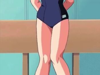 1girl animated anime_screenshot audible_music blue_one-piece_swimsuit bow breasts cutscene hair_bow indoors locker locker_room looking_at_viewer mahjong_gakuensai one-piece_swimsuit pink_hair purple_eyes school_swimsuit small_breasts solo sound swimsuit tagme video video_game_screencap