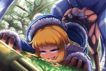 1boy 1girl :d ahegao aqua_eyes ass bestiality blonde_hair blue_eyes blush boots clothed_sex coat crying deer doggystyle dutch_angle etrian_odyssey eyelashes f.o.e. fucked_silly fur_trim gloves grass gun gunner_(sekaiju) gunner_2_(sekaiju) happy_sex hat hetero ichina_(osabakitina) interspecies loli long_hair nature on_ground open_mouth outdoors panties panties_under_pantyhose pantyhose penis sekaiju_no_meikyuu sekaiju_no_meikyuu_2 sex sex_from_behind skirt_around_belly smile snot solo_focus streaming_tears sweat tears tongue tongue_out top-down_bottom-up torn_clothes torn_legwear tree underwear weapon