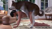 1boy 1girl 3d all_fours animated barefoot bestiality bouncing_breasts breasts dog doggystyle from_side full_body hanging_breasts hetero highres indoors moaning nude on_floor open_mouth ponytail profile renderbender sex sex_from_behind sound source_request tagme video