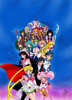 2boys 6+girls :o aino_minako anshar_(sailor_moon) aqua_hair back_bow bishoujo_senshi_sailor_moon bishoujo_senshi_sailor_moon_another_story bishoujo_senshi_sailor_moon_s black_bodysuit black_choker black_hair black_sailor_collar blonde_hair blue_bow blue_choker blue_eyes blue_hair blue_jacket blue_sailor_collar blue_skirt bob_cut bodysuit boots bow brooch brown_bow brown_hair cape chiba_mamoru chibi_usa choker circlet cone_hair_bun cosmic_heart_compact crossed_arms curly_sidelocks deep_aqua_mirror dot_nose earrings earth_(planet) elbow_gloves flipped_hair flower_earrings garnet_rod gloves green_choker green_hair green_necktie green_sailor_collar hair_bobbles hair_bow hair_bun hair_ornament hairpin hand_on_own_hip heart heart_brooch heart_choker heart_wand high_ponytail highres hino_rei holding holding_polearm holding_staff holding_sword holding_wand holding_weapon ishtar_(sailor_moon) itou_ikuko_(style) jacket jewelry jitome kaiou_michiru kino_makoto knee_boots knees_together_feet_apart legs_together long_hair looking_at_viewer looking_to_the_side magical_girl marco_albiero marduk_(sailor_moon) mask meiou_setsuna mizuno_ami multicolored_skirt multiple_boys multiple_girls nabu_(sailor_moon) necktie nergal_(sailor_moon) official_style open_mouth orange_choker orange_sailor_collar parted_bangs pink_boots pink_bow pink_hair pink_moon_stick pink_sailor_collar pink_skirt planet pleated_skirt polearm ponytail profile purple_bow purple_choker purple_eyes purple_footwear purple_sailor_collar purple_skirt red_bow red_choker red_eyes red_hair red_sailor_collar reverse_grip sailor_chibi_moon sailor_collar sailor_jupiter sailor_mars sailor_mercury sailor_moon sailor_neptune sailor_pluto sailor_saturn sailor_senshi sailor_senshi_uniform sailor_uranus sailor_venus see-through_bow shaman_apsu short_hair signature silence_glaive sin_(sailor_moon) single_hair_bun skirt sky space_sword spiral_heart_moon_rod staff star_(sky) star_(symbol) star_choker star_earrings starry_sky super_sailor_moon sword ten&#039;ou_haruka tomoe_hotaru tsukino_usagi tuxedo tuxedo_kamen twintails very_short_hair waist_brooch wand wavy_hair weapon white_gloves white_hair yellow_bow yellow_choker