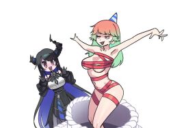 2boys 5girls animated aradia_ravencroft ass birthday birthday_cake black_hair blush bouncing_breasts breasts brown_hair cake covering_another&#039;s_eyes earrings embarrassed feather_earrings feathers food full-face_blush green_hair hat hololive hololive_english horns jewelry jiggle large_breasts long_hair malpha_ravencroft malphis_ii_ravencroft mamarissa mole mole_under_eye mole_under_mouth multicolored_hair multiple_boys multiple_girls naked_ribbon navel nerissa_ravencroft nerissa_ravencroft_(1st_costume) open_mouth orange_hair paparissa party_hat red_eyes ribbon shaded_face slit_pupils sound standing sweat sweatdrop takanashi_kiara video virtual_youtuber wings zedd_(zedgawr)