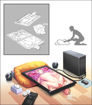 1boy 1girl 2d_dating alphonse_(white_datura) artificial_vagina bad_id bad_pixiv_id breasts censored computer cum how_to computer_keyboard lonely monitor mosaic_censoring computer_mouse nipples nude original otaku pink_hair pussy screen sex_toy small_breasts spread_legs tissue tissue_box used_tissue