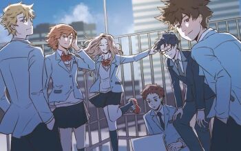 2girls 4boys animated computer digimon glasses ishida_yamato izumi_koshiro kido_jo laptop multiple_boys multiple_girls tachikawa_mimi tagme takenouchi_sora video yagami_taichi