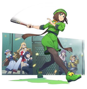 Rule 34 | 6+girls, ahoge, akikawa yayoi (umamusume), anshinzawa sasami, baseball bat, baseball cap, black hair, black pants, black pantyhose, black vest, blonde hair, blue eyes, blunt bangs, bowler hat, brown hair, buttons, coat, covering own mouth, double-breasted, dress, flower, folding fan, formal clothes, green eyes, green footwear, green jacket, green skirt, hair between eyes, hand fan, hand fan writing, hat, hat flower, hayakawa tazuna, highres, holding, holding baseball bat, holding fan, hood, hooded jacket, jacket, kashimoto riko, kiryuuin aoi, long hair, long sleeves, multiple girls, nishiki kazue, open clothes, open jacket, orange hair, pants, pantyhose, pink shirt, purple eyes, purple hair, satake mei, shirt, short hair, skirt, skirt suit, solo focus, split ponytail, suit, sun hat, sunglasses, tsurugi ryoka, umamusume, vest, white-framed eyewear, white coat, white dress, white hair, white hat, white shirt, yellow jacket