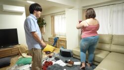 1boy 1girl animated ass breasts censored cleavage cum curvy fat fat_woman fujisawa_reo huge_ass japanese_(nationality) jav large_breasts panties penis photo_(medium) plump real_life sex sound stuck tagme thick_thighs thighs underwear undressing video wedgie wide_hips