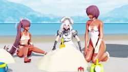 2girls 3d aged_up alternate_costume alternate_form alternate_hairstyle animated artist_request ass ass_focus audible_music beach bikini blue_sky breasts brown_hair close-up curvy dancing dark_skin food full_body hair_ribbon happy highleg highleg_swimsuit highres huge_ass ice_cream long_hair looking_at_viewer mikumikudance_(medium) mizuki_yukikaze mizuki_yukikaze_(future) multiple_girls multiple_persona official_alternate_costume pink_eyes ribbon see-through_clothes shiny_clothes shiny_skin short_hair skin_tight sky small_breasts sound swimsuit taimanin_(series) taimanin_rpgx taimanin_yukikaze teamwork thong thong_bikini twintails very_long_hair video white_bikini wide_hips