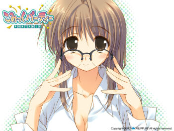 00s 1girl adjusting_eyewear breasts cleavage comic_party female_focus glasses large_breasts makimura_minami reference_work solo