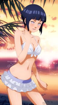 1girl black_hair blush bra breasts highres hyuuga_hinata naruto_(classic) naruto_(series) open_mouth short_hair solo swimsuit underwear
