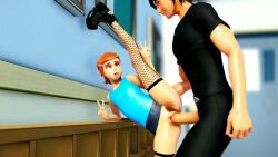 1boy 1girl 3d age_difference ahegao animated arm_support ben_10 black_footwear black_skin boots classroom clothed_sex colored_skin denim denim_skirt double_v earrings erection fishnet_thighhighs fishnets green_eyes gwen_tennyson hair_ornament hairclip hetero highres indoors jewelry leg_up legs legs_apart loli long_legs nude open_mouth orange_hair penis ponchi public_indecency pussy school sex sex_from_behind short_hair skirt skirt_around_belly sound split spread_legs standing standing_on_one_leg standing_split stud_earrings tagme thighhighs tongue tongue_out uncensored v vaginal video w zenra