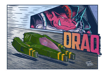 action aircraft alien artist_name border character_name close-up closed_mouth colored_skin draq f-zero f-zero_gx flying_car highres hover_vehicle jrcomicart mighty_typhoon motion_lines nintendo pink_eyes pink_skin pointy_ears race_vehicle science_fiction solo speed_lines tube tusks vehicle_focus white_border