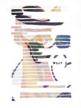 1girl arms_at_sides black_hat blackout_poetry collar collared_shirt covered_eyes covered_mouth cowboy_shot english_text facing_viewer from_behind green_collar hashtag-only_commentary hat hat_ribbon highres komeiji_koishi long_sleeves looking_back multicolored_hair ribbon rice_domain shirt solo third_eye touhou white_background yellow_ribbon yellow_shirt