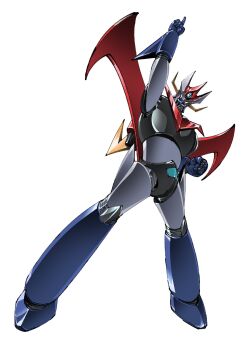 flying great_mazinger great_mazinger_(robot) highres horns mazinger_(series) mecha mecha_focus no_humans paintedmike pilder pointing pointing_up robot science_fiction solo super_robot wings yellow_eyes