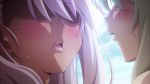 4girls against_wall animated sound blush chloe_von_einzbern fate/kaleid_liner_prisma_illya fate_(series) female_focus flat_chest flower french_kiss illyasviel_von_einzbern katsura_mimi kiss leg_between_thighs long_hair multiple_girls saliva saliva_trail subtitled sweat tongue video watching video yuri